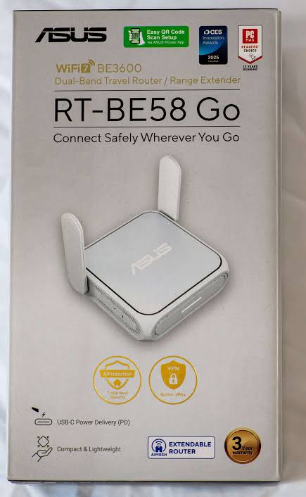 ASUS RT BE58 GO Dual-band WiFi 7 Travel Router, 4G & 5G Mobile Tethering