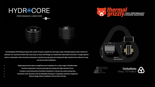 Thermal Grizzly DeltaMate Fitting - HT16 - Black